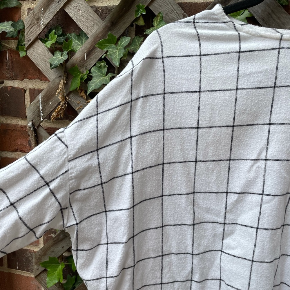 Flannel checkered short-sleeved tunic